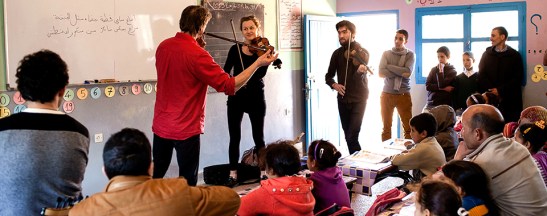 Steinar Ofsdal and students from Norwegian Academy of Music playing for Ait Abdi pupils